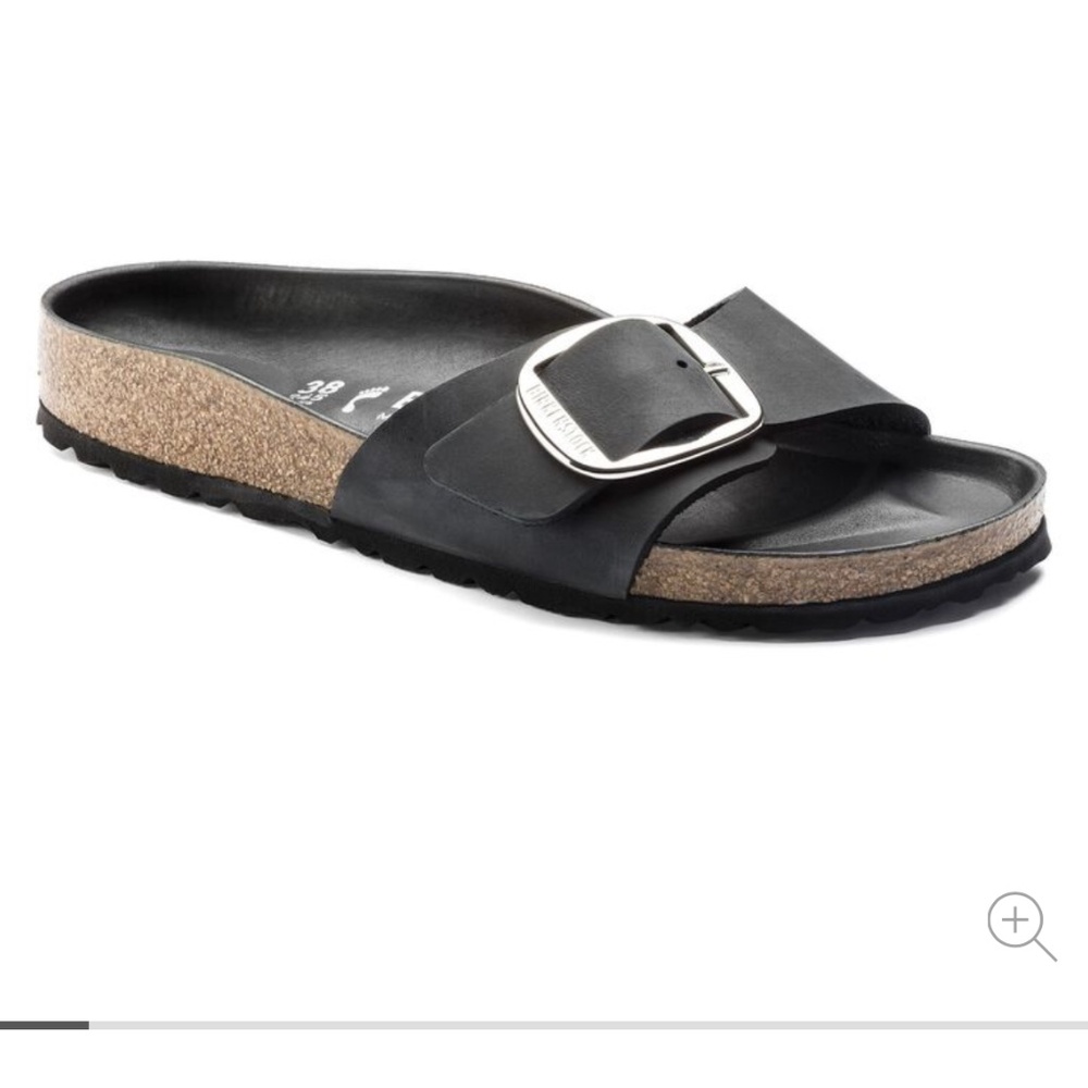 Birkenstock Black Sandals with Silver Buckle
